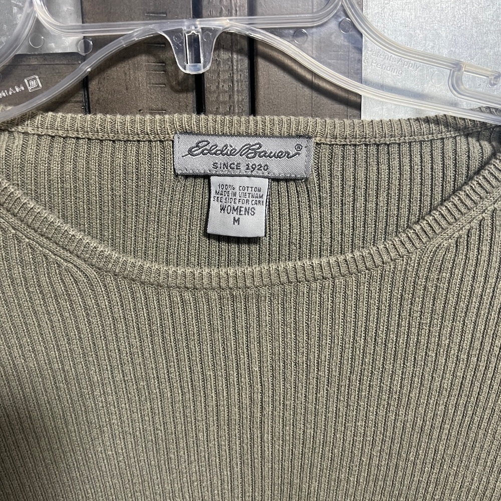 Eddie Bauer Sage Green Ribbed Knit Top